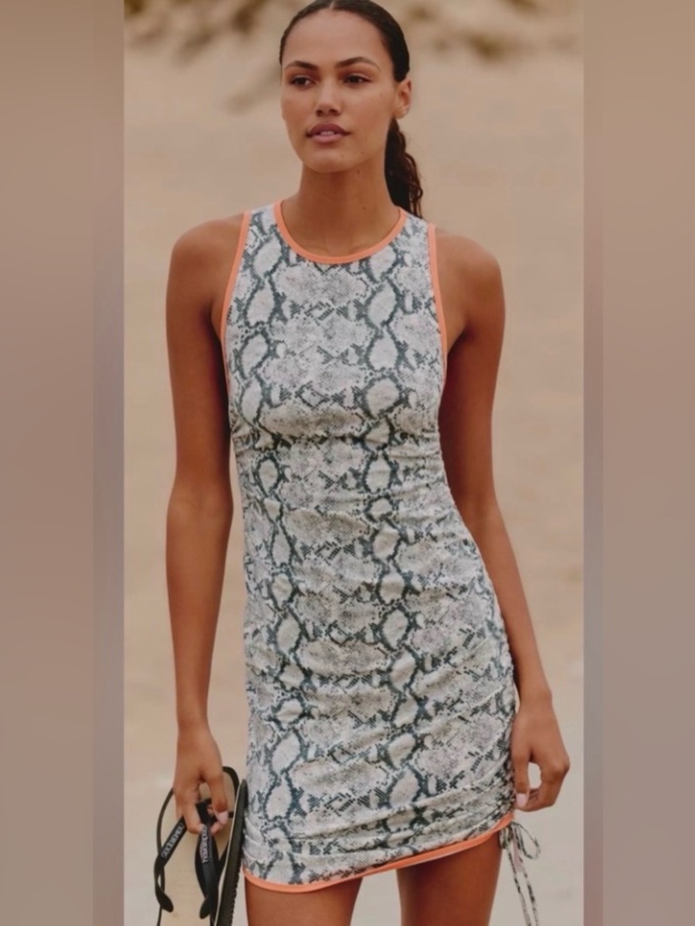 Daily Practice High-Neck Snake Print Ruched Mini Dress